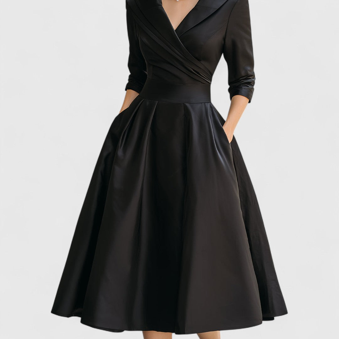 Elegant V-Neck Midi Dress with Crisscross Bodice for Women 6