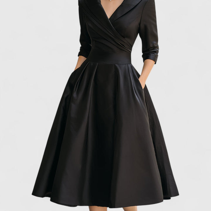 Elegant V-Neck Midi Dress with Crisscross Bodice for Women 6
