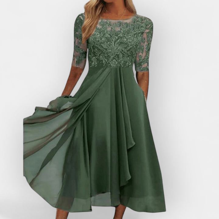 Elegant Women's A-Line Midi Dress - Summer Dresses for Parties and Weddings 1