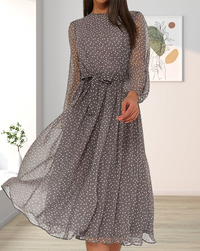 Elegant Women’s A-Line Polka Dot Dress for Everyday Wear 3