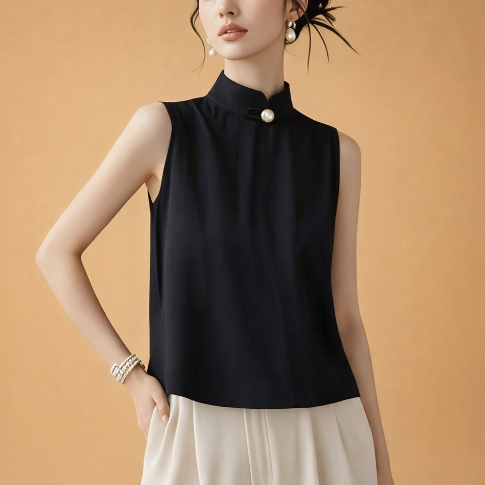 Elegant Women's Blouse with Draping Neckline for Work and Casual Wear 1