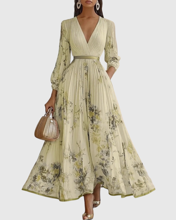 Elegant Women's Maxi Dress - Flattering V-Neck, Pleated Design for Summer & Formal Events 7