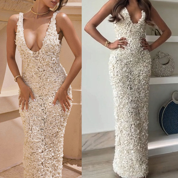 Elegant Women's Midi Dress with Lace Detail for Special Occasions 0