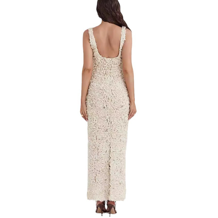Elegant Women's Midi Dress with Lace Detail for Special Occasions 5