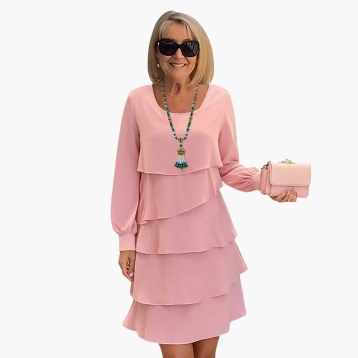 Elegant Women's Summer Dress with Long Sleeves for Warm Days - Stylish Layered Design, Perfect for Various Occasions 2