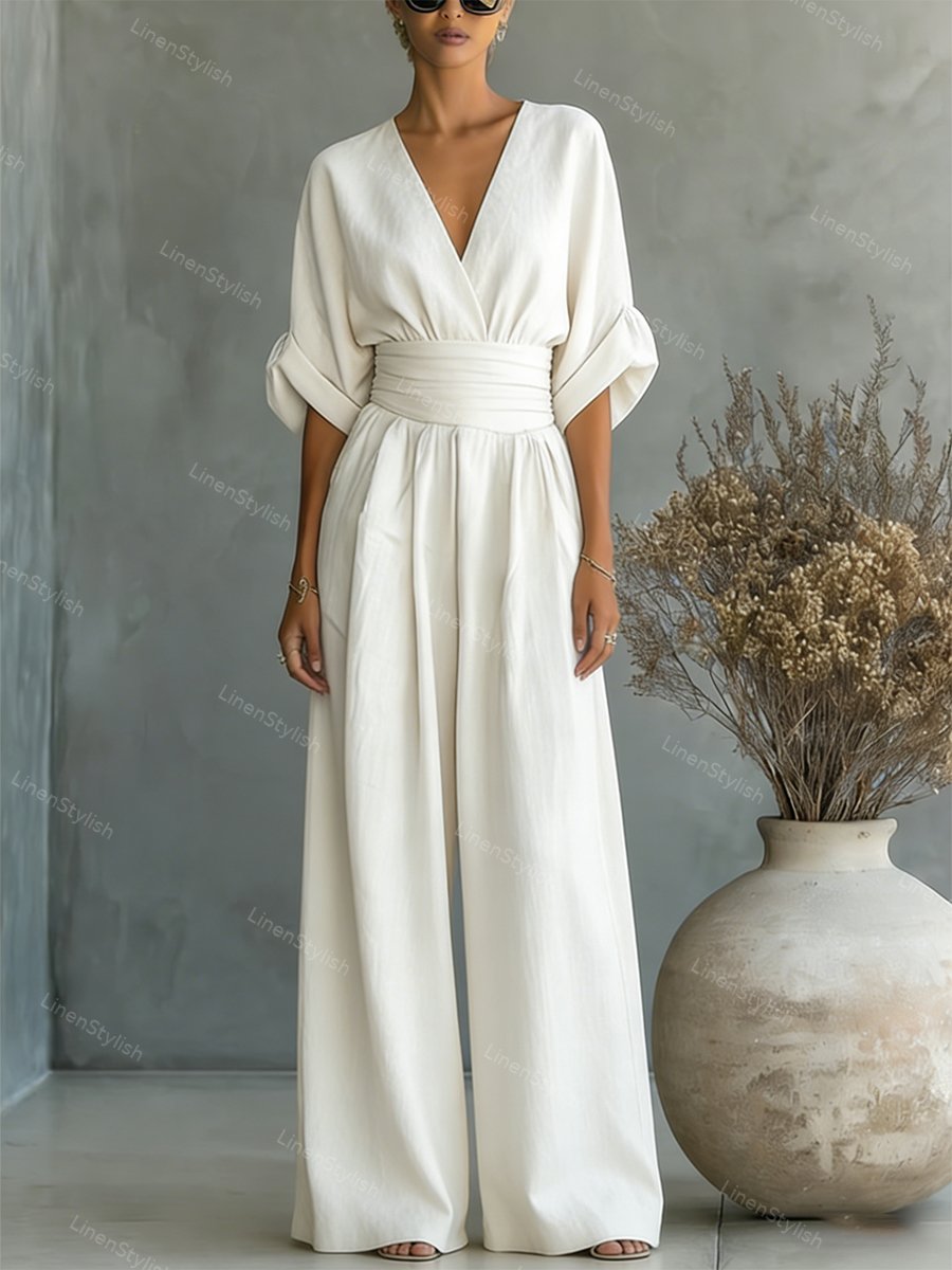 Elegant Women's V-Neck Jumpsuit for Modern Sophistication 0