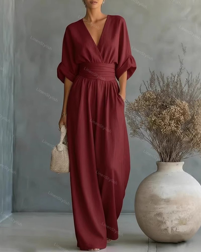 Elegant Women's V-Neck Jumpsuit for Modern Sophistication 1