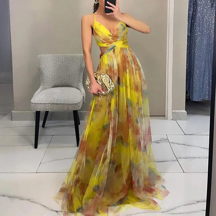 Elegant Women's V-Neck Maxi Dress with Flowy Skirt 10
