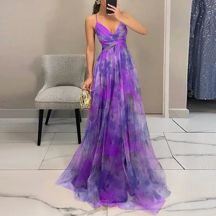 Elegant Women's V-Neck Maxi Dress with Flowy Skirt 11