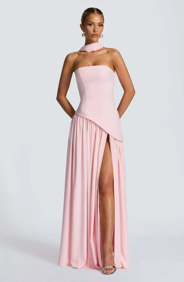 Elfriede | Mother of the Bride Dress Sleeveless A-Line Maxi Evening Dress with Leg Slit 5