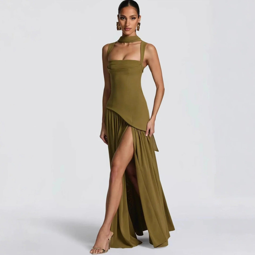 Elfriede | Mother of the Bride Dress Sleeveless A-Line Maxi Evening Dress with Leg Slit 6