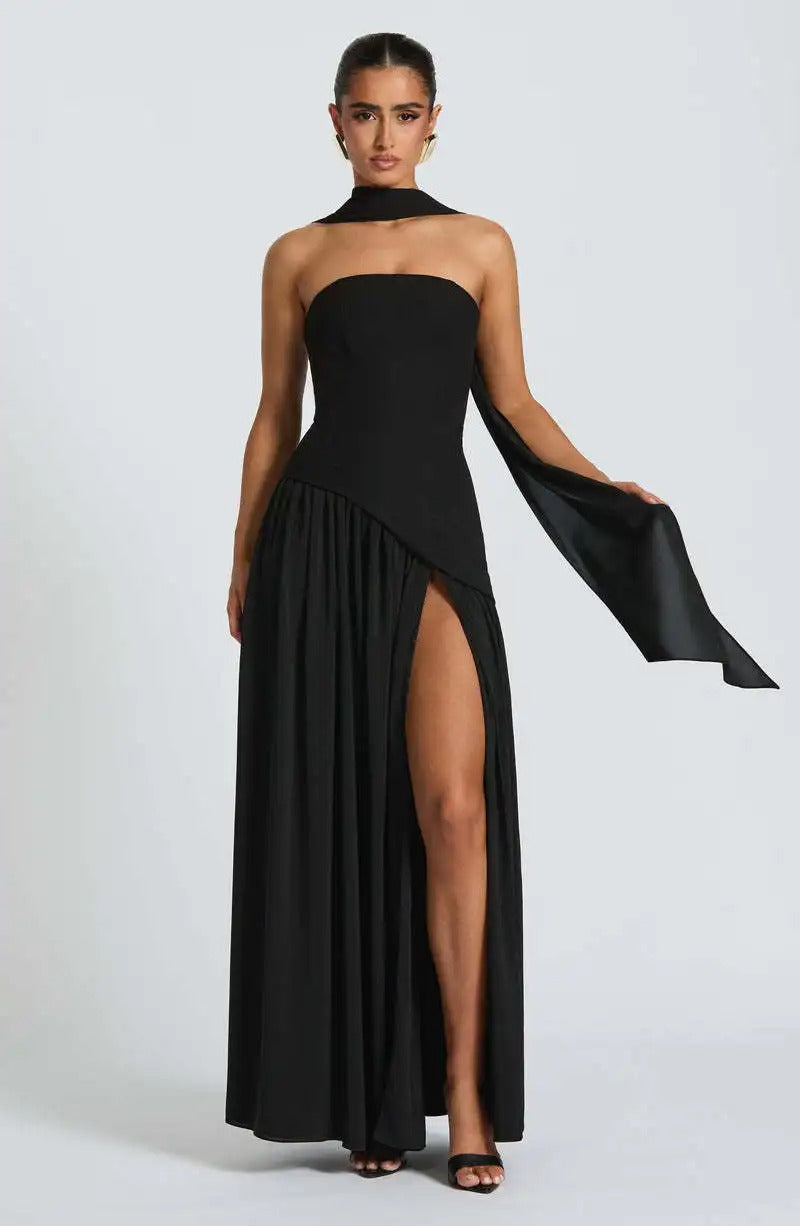 Elfriede | Mother of the Bride Dress Sleeveless A-Line Maxi Evening Dress with Leg Slit 7