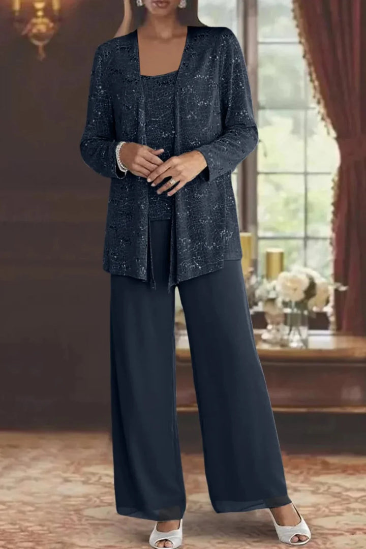 Elfriede | Women's Sequin Wide-Leg Three-Piece Set Festive Suit Trousers 7