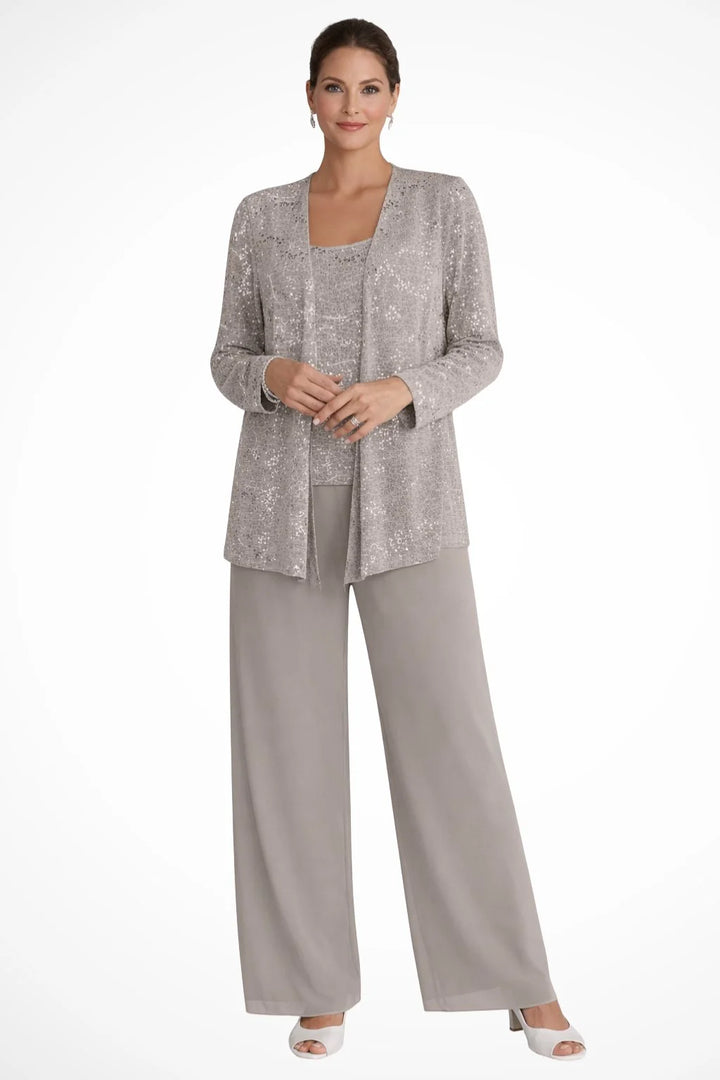 Elfriede | Women's Sequin Wide-Leg Three-Piece Set Festive Suit Trousers 8