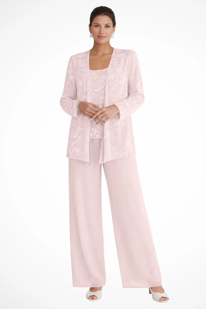 Elfriede | Women's Sequin Wide-Leg Three-Piece Set Festive Suit Trousers 9