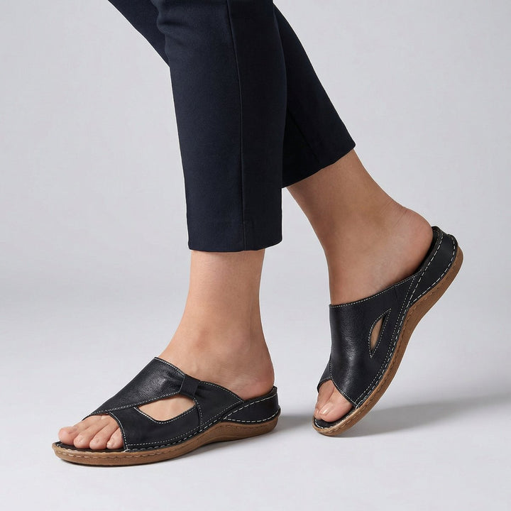 Elisabeth | Women's Comfortable Sandals Flat Mule Sandals with Cut-Out Detail 0