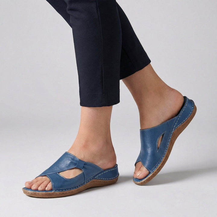 Elisabeth | Women's Comfortable Sandals Flat Mule Sandals with Cut-Out Detail 1