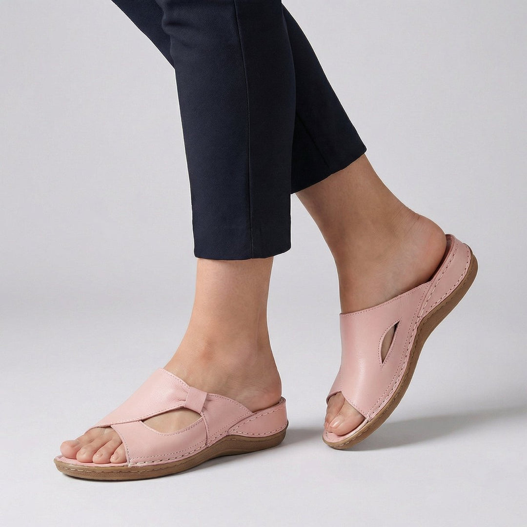 Elisabeth | Women's Comfortable Sandals Flat Mule Sandals with Cut-Out Detail 2