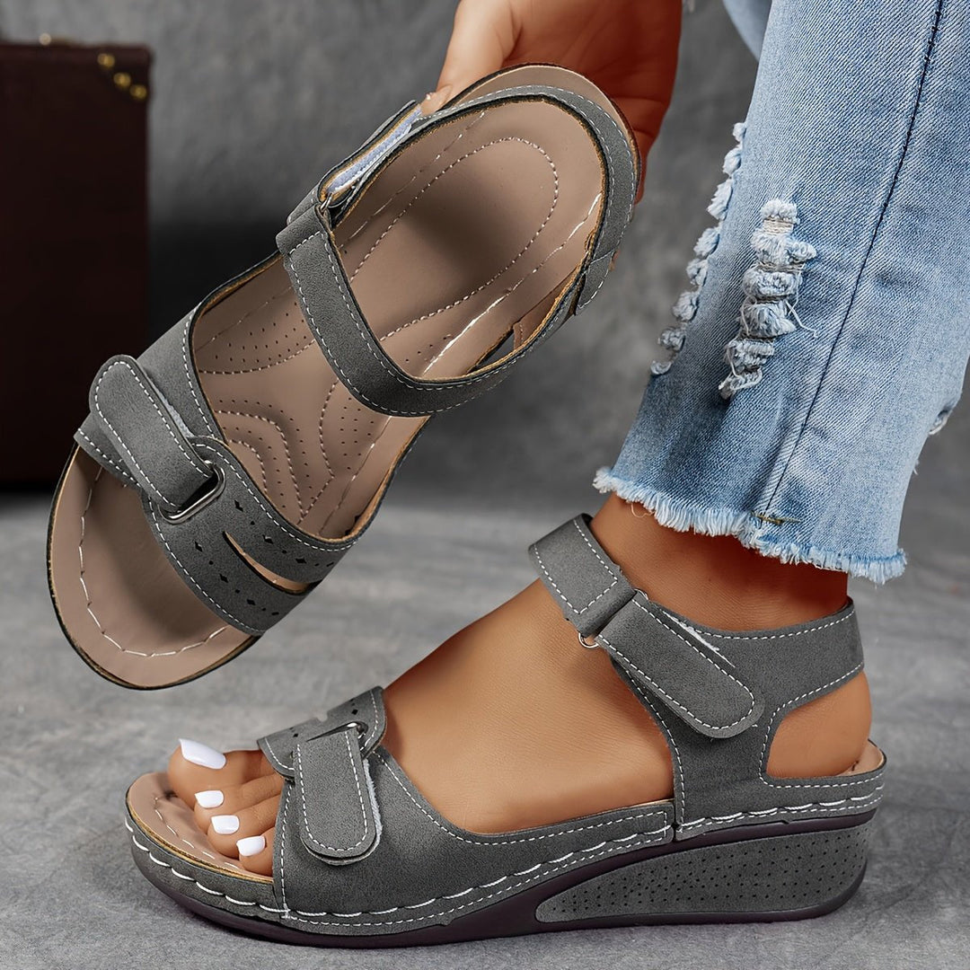 Elisabeth | Women's Orthopedic Velcro Comfort Sandals Wedge Heel 0