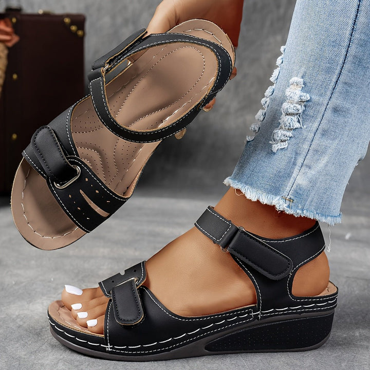 Elisabeth | Women's Orthopedic Velcro Comfort Sandals Wedge Heel 4
