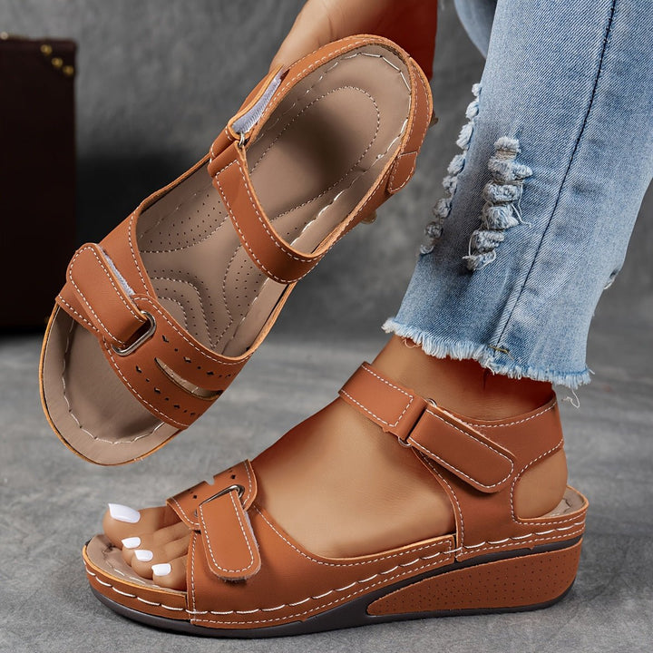 Elisabeth | Women's Orthopedic Velcro Comfort Sandals Wedge Heel 5
