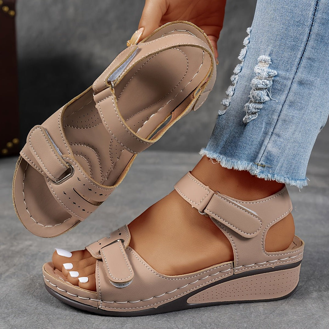 Elisabeth | Women's Orthopedic Velcro Comfort Sandals Wedge Heel 6