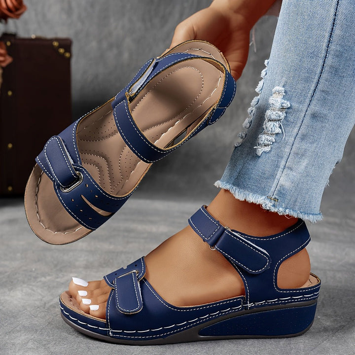 Elisabeth | Women's Orthopedic Velcro Comfort Sandals Wedge Heel 7