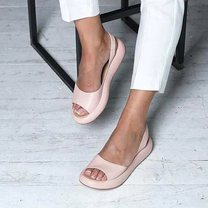 Elisabeth | Women's Peep-Toe Slingback Comfortable Sandals Flat Summer Sandals 0