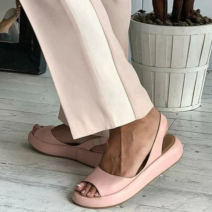 Elisabeth | Women's Peep-Toe Slingback Comfortable Sandals Flat Summer Sandals 6