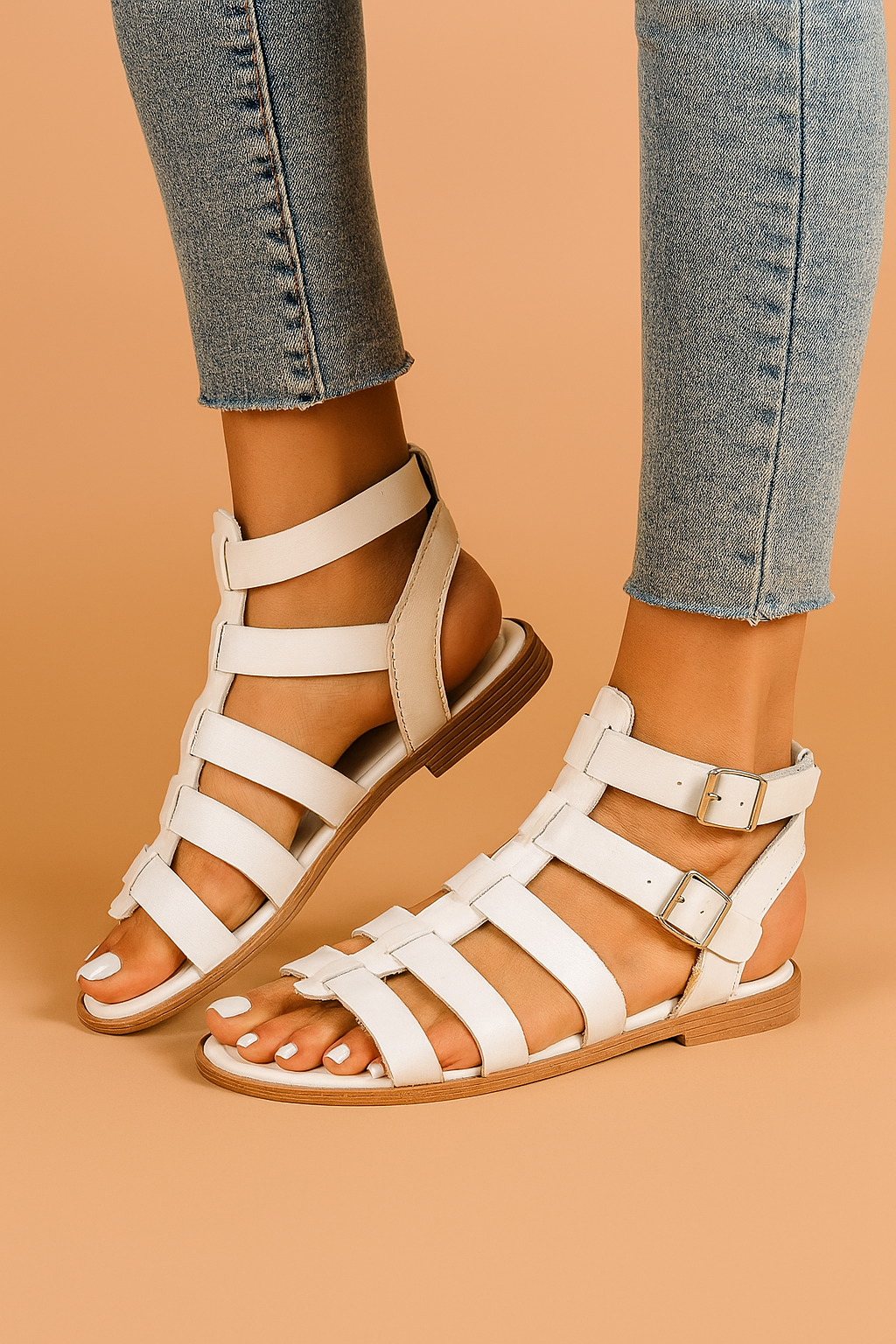 Elżbieta | Gladiator sandals with straps and buckles 0