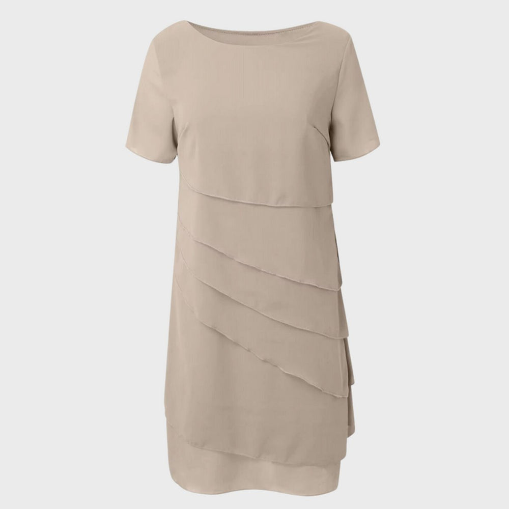 Emilia | Women's Cocktail Dress, Layered Chiffon, Short Sleeve Evening Dress 1