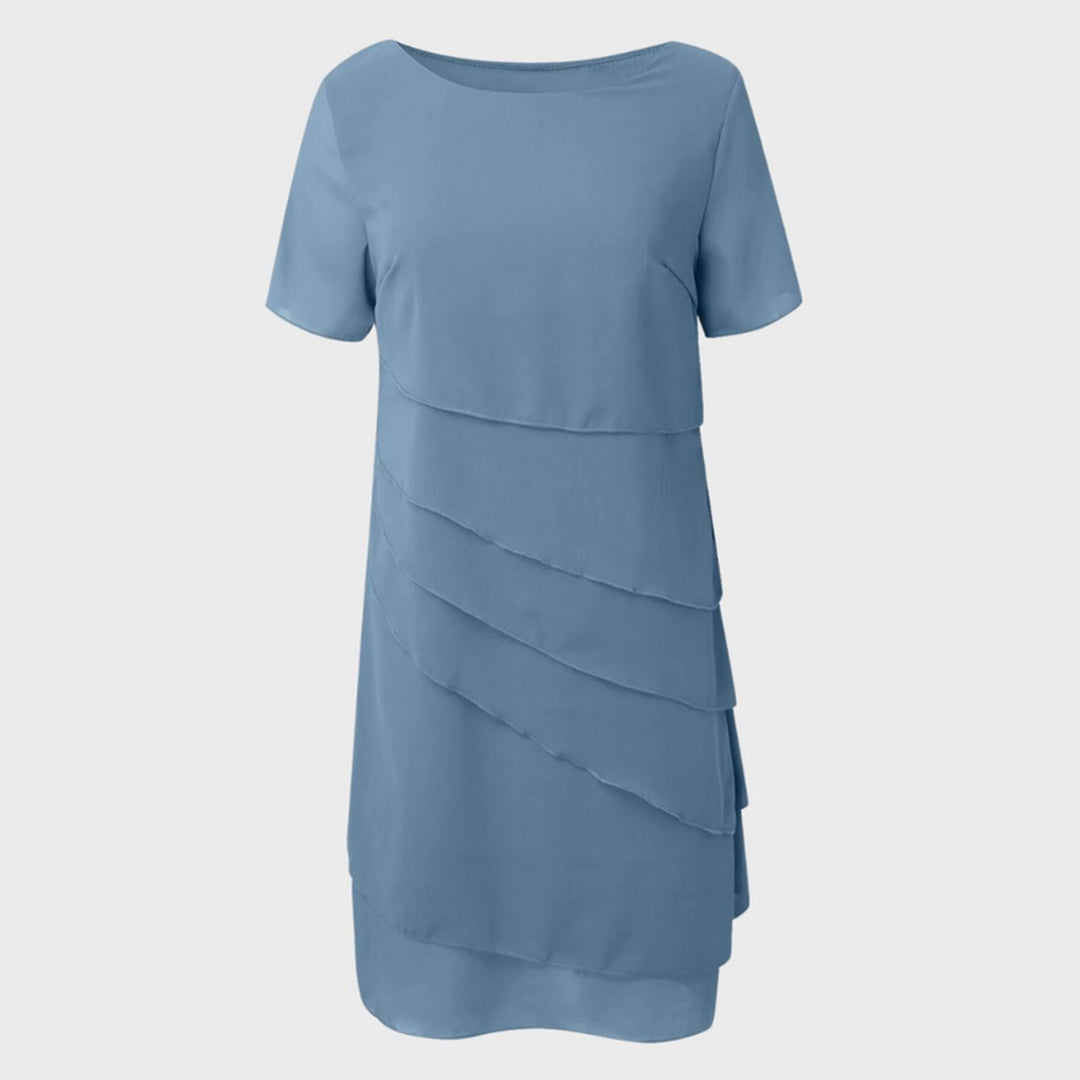 Emilia | Women's Cocktail Dress, Layered Chiffon, Short Sleeve Evening Dress 6
