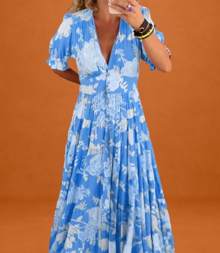 Fiore | Flowy Floral Maxi Dress with V-Neck 2