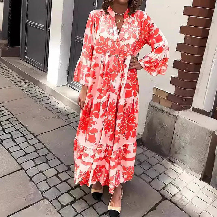 Floral Long Sleeve Midi Dress for Women - Elegant Summer Style 2
