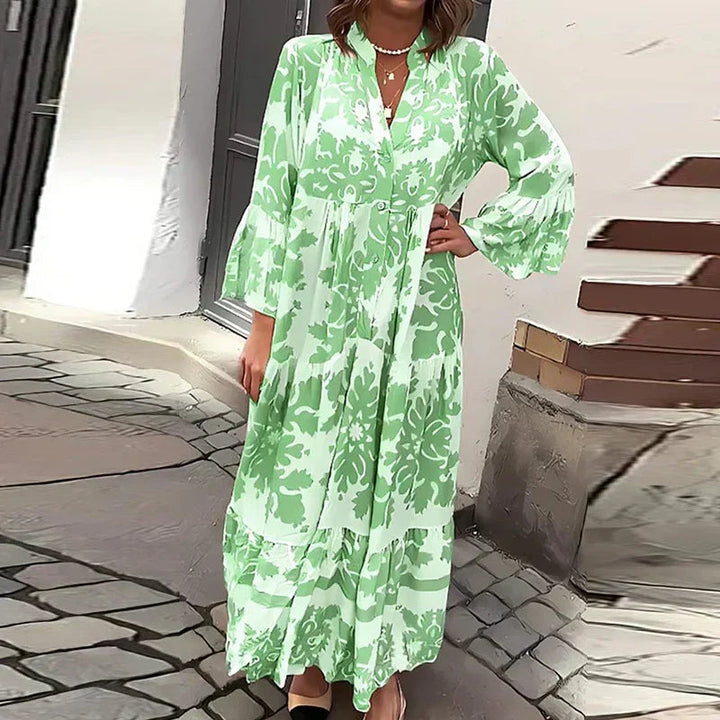 Floral Long Sleeve Midi Dress for Women - Elegant Summer Style 4