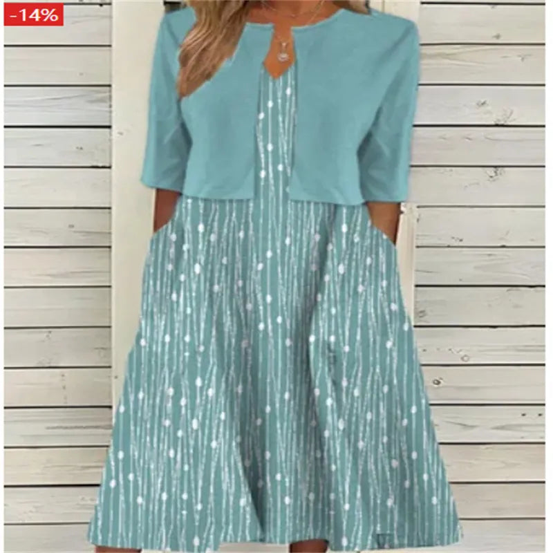 Floral Midi Dress Set with Matching Shrug for Effortless Elegance 3