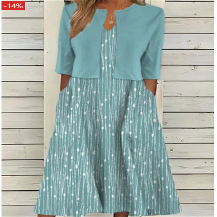 Floral Midi Dress Set with Matching Shrug for Effortless Elegance 3