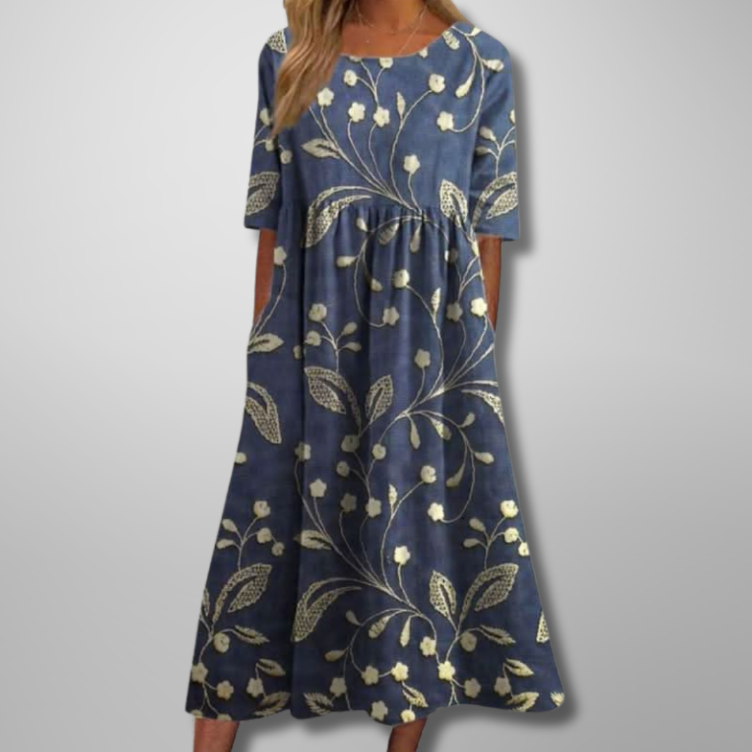 Floral Midi Dress for Women - Elegant Summer Dresses for Garden Gatherings and Casual Outings 0