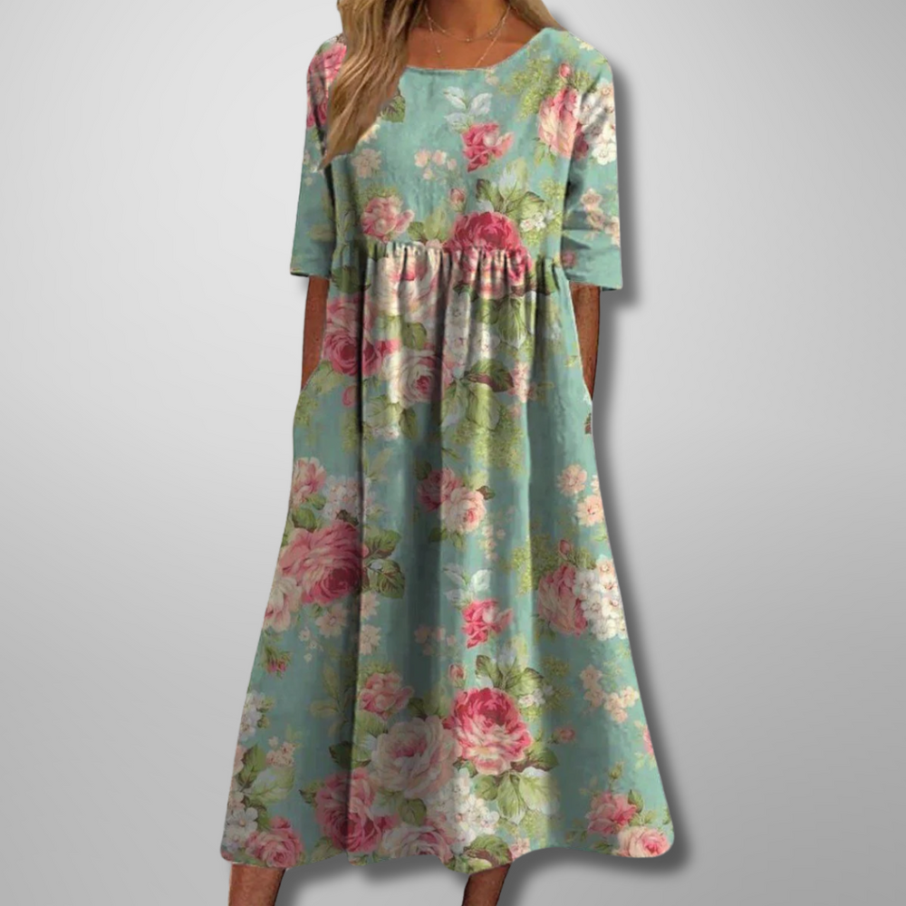 Floral Midi Dress for Women - Elegant Summer Dresses for Garden Gatherings and Casual Outings 1