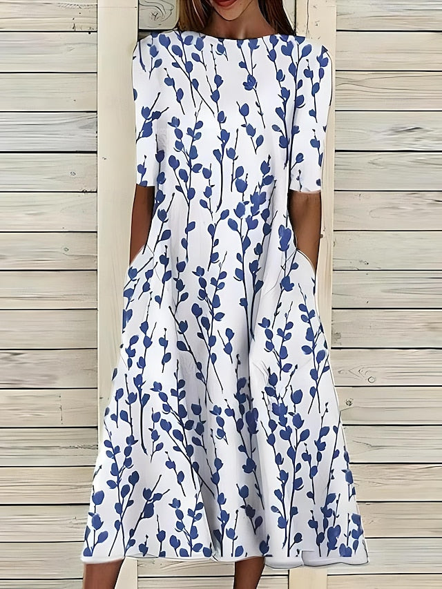 Floral Midi Dress for Women | Elegant A-Line Design for Summer 0
