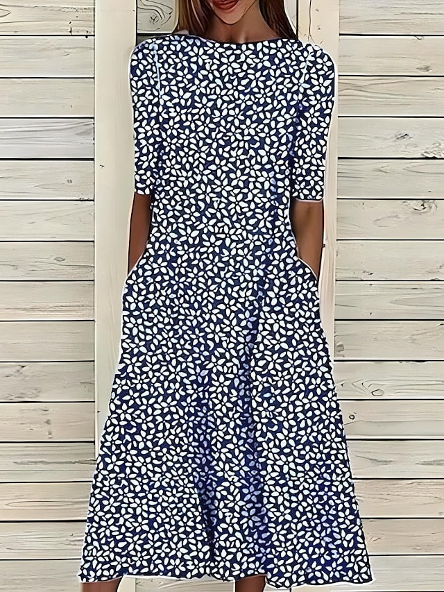 Floral Midi Dress for Women | Elegant A-Line Design for Summer 1