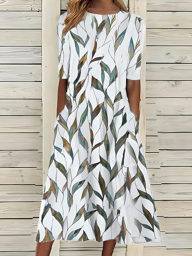 Floral Midi Dress for Women | Elegant A-Line Design for Summer 2