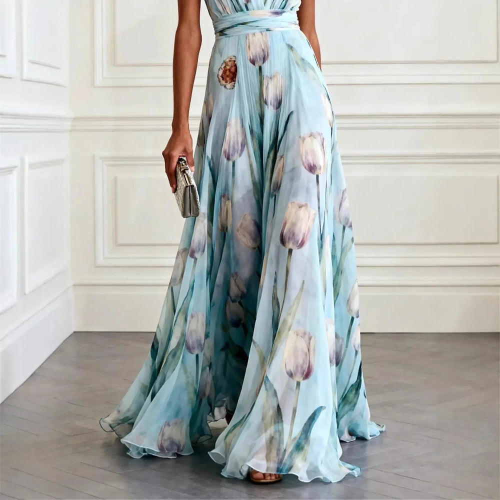 Floral V Neck Maxi Dress for Women - Elegant Summer Dress 1