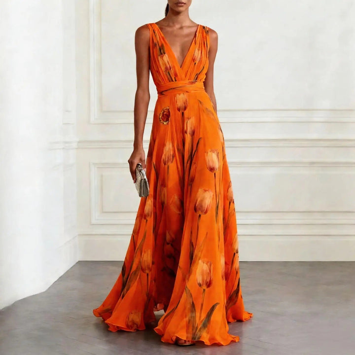 Floral V Neck Maxi Dress for Women - Elegant Summer Dress 4