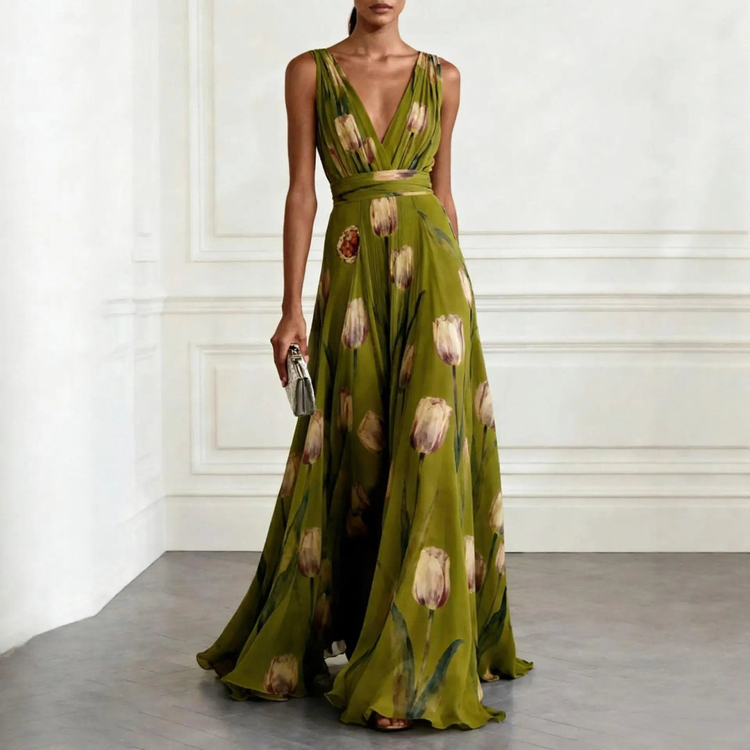 Floral V Neck Maxi Dress for Women - Elegant Summer Dress 5