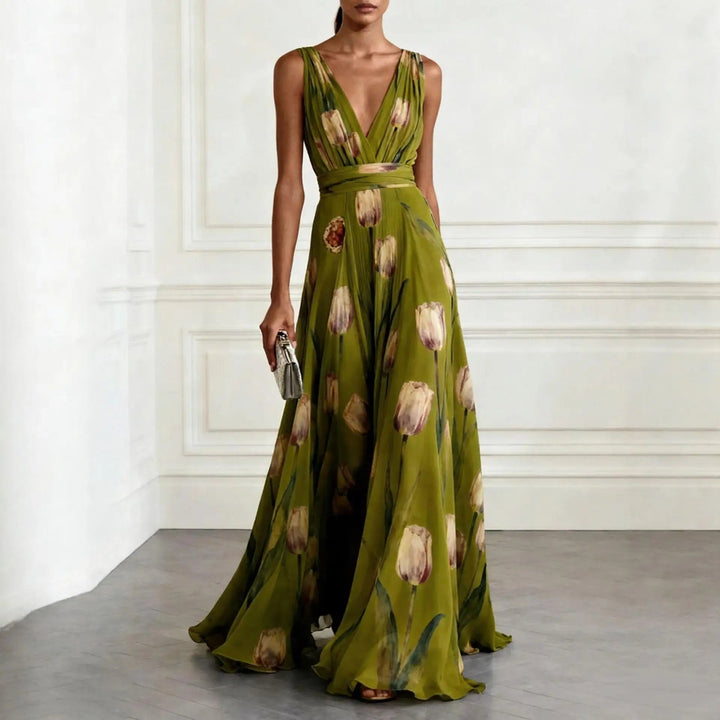 Floral V Neck Maxi Dress for Women - Elegant Summer Dress 5