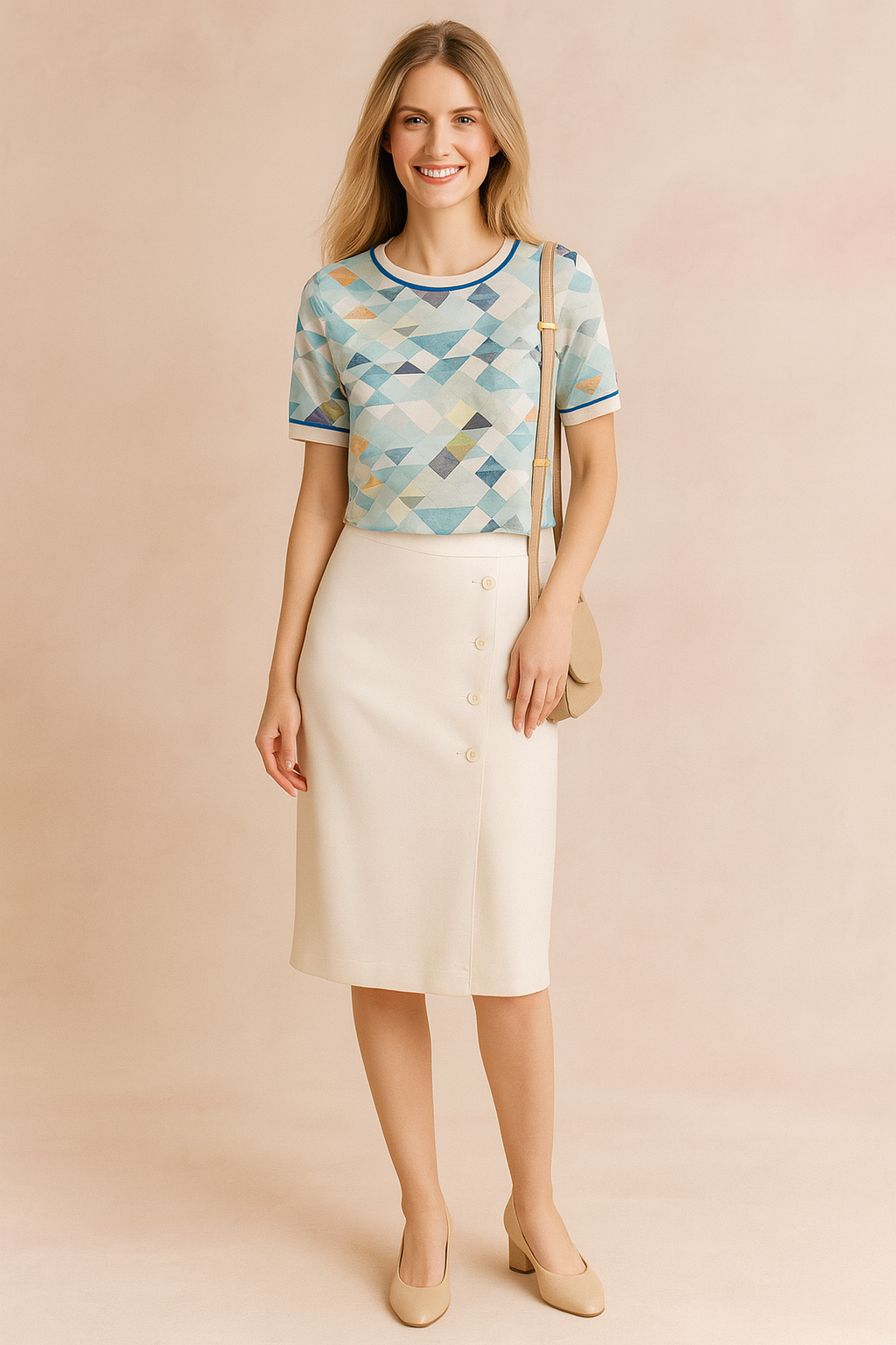 Geometric Print Womens Blouse - Stylish Summer Tops for Women, Trendy Loose Fit Design 0