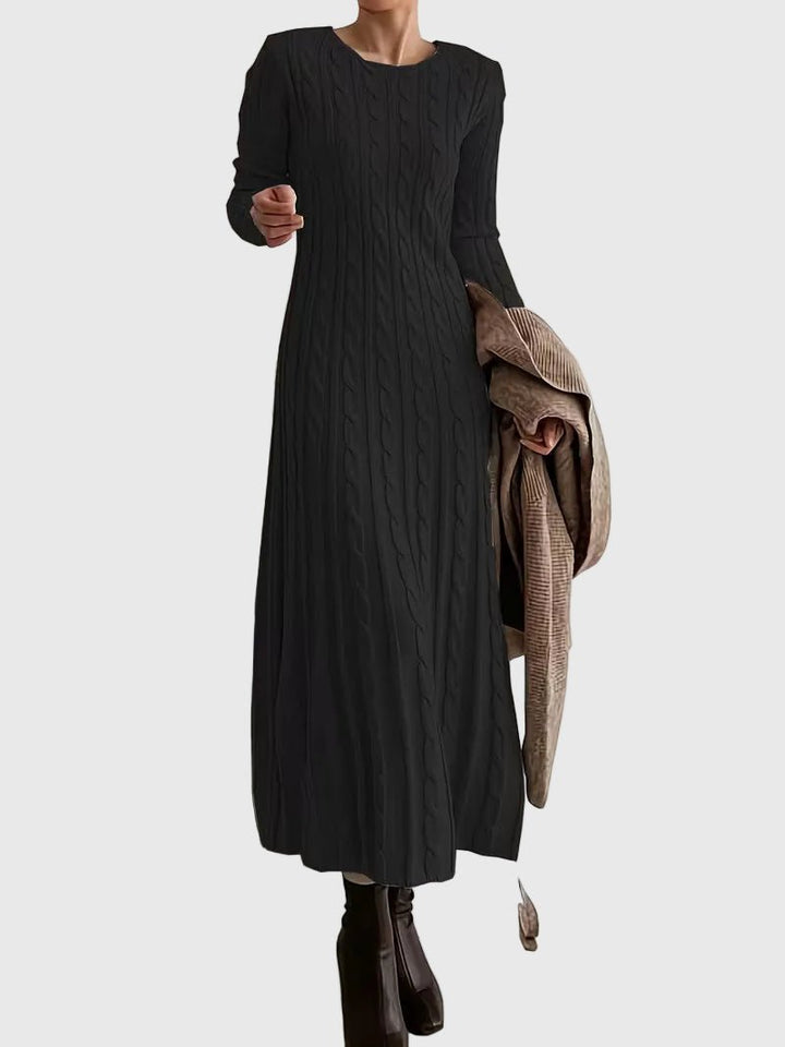 Greta | Women's Long Sleeve Cable Knit Maxi Dress 3