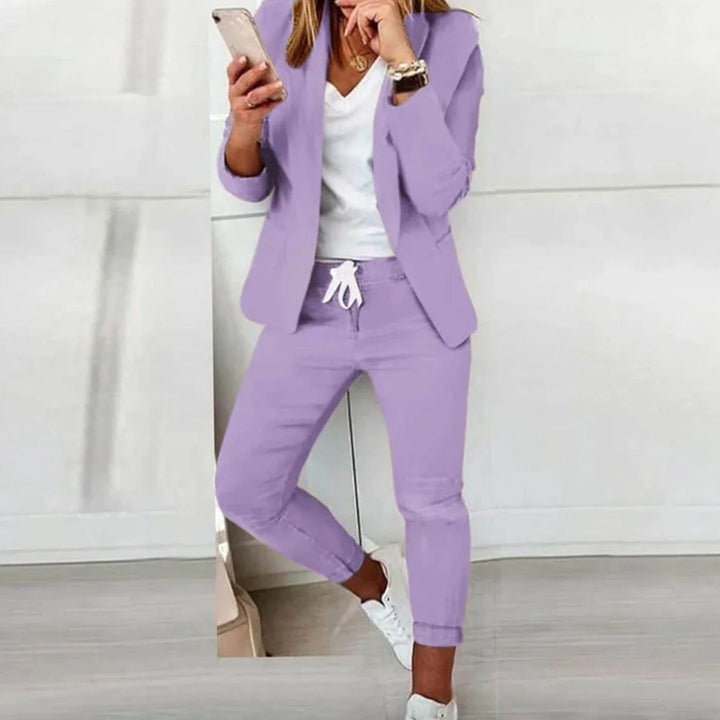 Hannah | Women's Casual Blazer Jogger Set Leisure Suit Drawstring 0