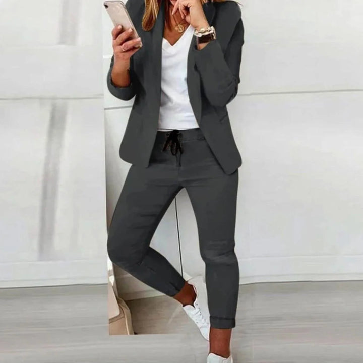 Hannah | Women's Casual Blazer Jogger Set Leisure Suit Drawstring 3